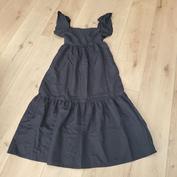 Shein Womens Size Small Maxi Dress Black Ruffle Hem Wedding Cottage Whimsigoth - Picture 1 of 10